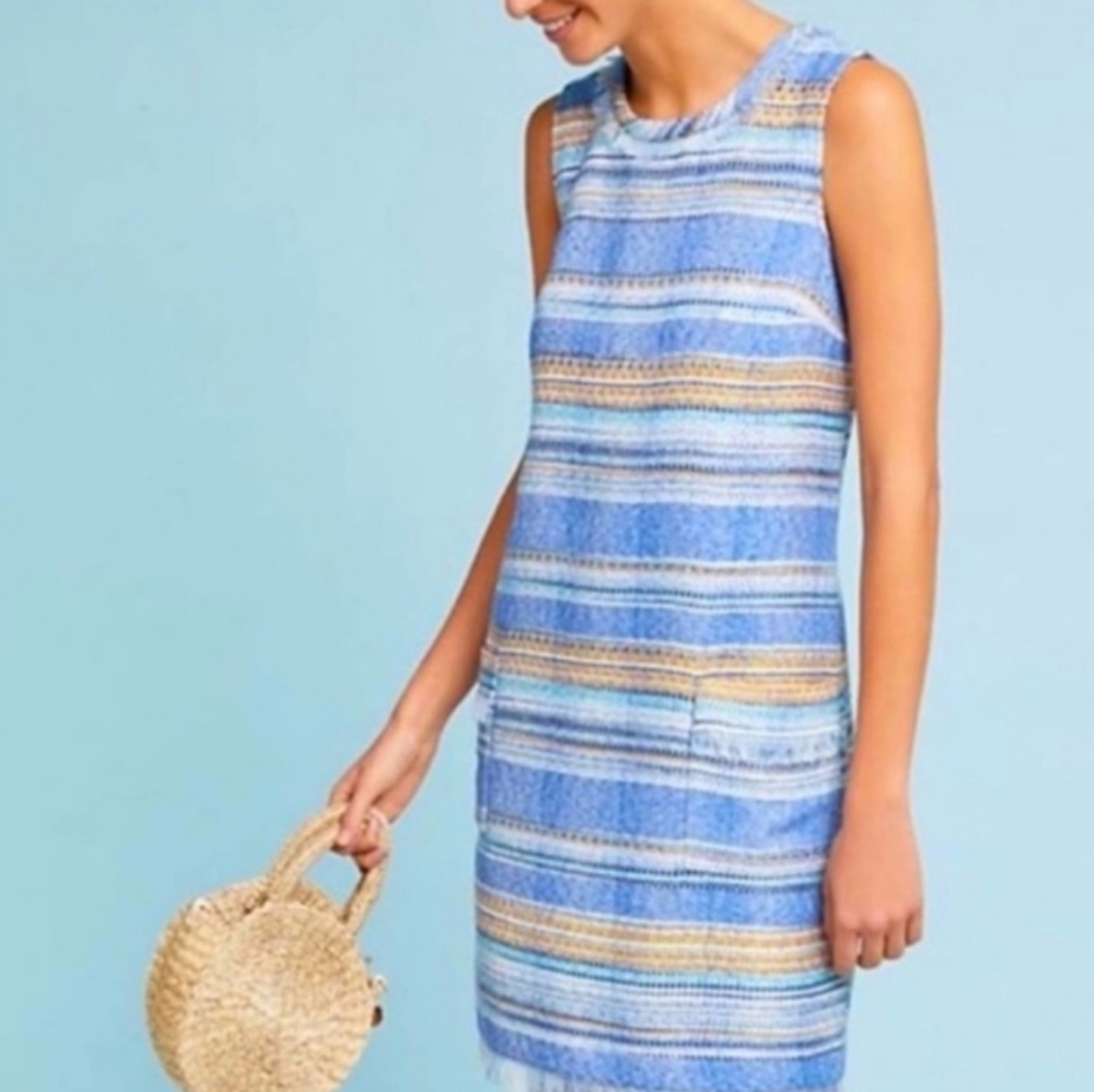 Anthropologie Akemi + Kin Stripe Textured Knit Fringe Summer Dress Size 6